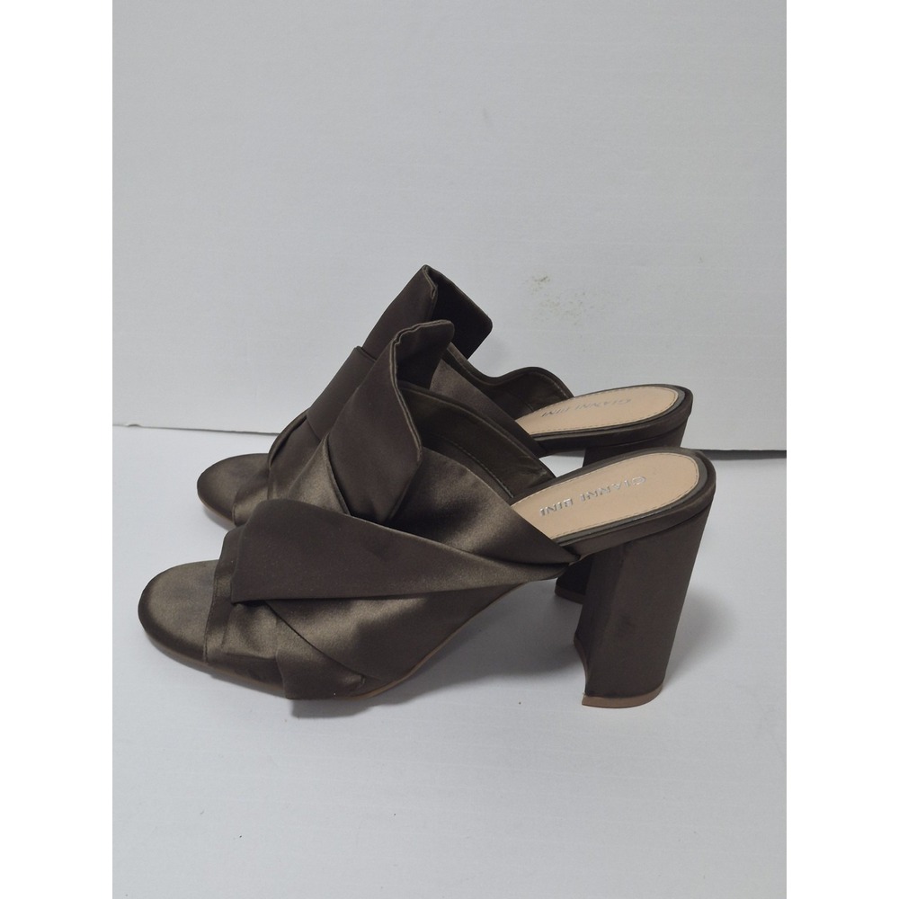 Gianni Bini Cambrin Satin Knot Block Heel Sandal Green Sz 10 Dress Party Wedding